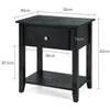 Set of 2 Accent Table Narrow Side End Table with 1 Drawer and Open Storage Shelf-Black
