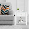 Set of 2 Accent Table Narrow Side End Table with 1 Drawer and Open Storage Shelf-White