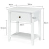 Set of 2 Accent Table Narrow Side End Table with 1 Drawer and Open Storage Shelf-White