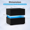 Set of 2 Bedside Table LED Nightstand with Drawers-Black