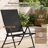Set of 2 Breathable Fabric Folding Patio Chairs with 5-Position Adjustable Backrests-Black