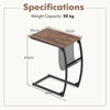 Set of 2 C-Shaped Compact Sofa Side Snack Table for Small Space-Brown