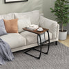 Set of 2 C-Shaped Compact Sofa Side Snack Table for Small Space-Brown
