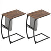 Set of 2 C-Shaped Compact Sofa Side Snack Table for Small Space-Brown