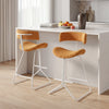 Set of 2 Counter Height Stools 63cm Fabric Upholstered Armless Barstools with Curved Back-Orange
