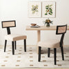 Set of 2 Dining Chairs Linen Fabric Upholstered Accent Chairs-Black