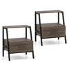 Set of 2 Farmhouse 3-Tier Nightstand with Drawer and Open Shelf-Grey