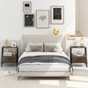 Set of 2 Farmhouse 3-Tier Nightstand with Drawer and Open Shelf-Grey
