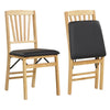 Set of 2 Folding Dining Chair with Rubber Wood Frame and Padded Seat-Black