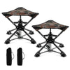 Set of 2 Folding Swivel Camping Hunting Stools with Anti-Sink Feet and Carry Bag-Camouflage