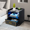 Set of 2 LED Nightstand with USB and Type-C Port-Black