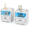 Set of 2 LED Nightstand with USB and Type-C Port-White