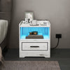Set of 2 LED Nightstand with USB and Type-C Port-White