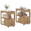 Set of 2 Modern 2-Drawer Sofa Side Table with Open Shelves-Natural