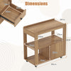 Set of 2 Modern 2-Drawer Sofa Side Table with Open Shelves-Natural