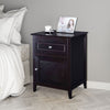 Set of 2 Modern Nightstand with Drawer and Cabinet-Espresso