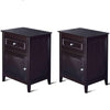 Set of 2 Modern Nightstand with Drawer and Cabinet-Espresso