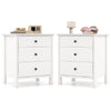 Set of 2 Nightstand with 3 Drawer for Bedroom Compact Storage Chest-White