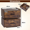 Set of 2 Nightstand with Charging Station and 2 Storage Drawers-Rustic Brown