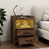 Set of 2 Nightstand with LED Lights and Power Outlets for Living Room-Rustic Brown