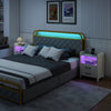 Set of 2 Nightstand with LED Lights and Power Outlets for Living Room-White