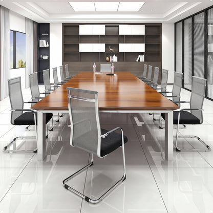 Set of 2 Office Guest Chairs with Metal Sled Base and Armrests-Grey