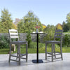 Set of 2 Outdoor HDPE Bar Stool with Backrest and Footrest-Grey
