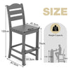 Set of 2 Outdoor HDPE Bar Stool with Backrest and Footrest-Grey