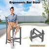 Set of 2 Outdoor HDPE Bar Stool with Backrest and Footrest-Grey