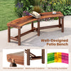 Set of 2 Patio Curved Bench Solid Wood Fire Pit Bench for 2-3 People Outdoor Backless Loveseat-Brown