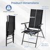 Set of 2 Patio Folding Chairs Adjustable with Breathable Fabric Seats-Black