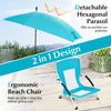 Set of 2 Portable Beach Umbrella Chair with Adjustable Parasol