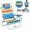 Set of 2 PortableBeach Chairs with 5-Position Backrest and Padded Headrest-Multicolor