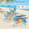 Set of 2 PortableBeach Chairs with 5-Position Backrest and Padded Headrest-Multicolor