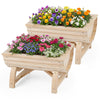 Set of 2 Raised Wood Garden Beds with Legs and Drainage Hole for Vegetables-Natural