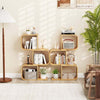 Set of 2 S-Shaped Bookcase Bamboo Bookshelf with 2 Open Cubes-3-Tier