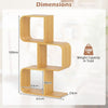 Set of 2 S-Shaped Bookcase Bamboo Bookshelf with 2 Open Cubes-3-Tier