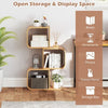 Set of 2 S-Shaped Bookcase Bamboo Bookshelf with 2 Open Cubes-3-Tier