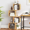 Set of 2 S-Shaped Bookcase Bamboo Bookshelf with 2 Open Cubes-4-Tier