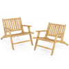 Set of 2 Teak Wood Outdoor Reclining Chair Natural Mid Century Accent Armchair