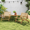 Set of 2 Teak Wood Outdoor Reclining Chair Natural Mid Century Accent Armchair