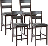 Set of 4 63.5 cm Counter Height Upholstered Bar Stools with Soft Padded Seat