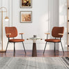 Set of 4 Linen Fabric Upholstered Dining Chairs with Curved Backrest