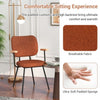 Set of 4 Linen Fabric Upholstered Dining Chairs with Curved Backrest