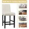 Set of 2 Bar Stool Upholstered Fabric with Low Backrest and Wide Seat-Beige