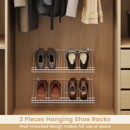 24" Closet Shelves Wall Mounted Metal Wire Shoe Racks Set of 2