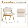 Set of 2 Dining Chairs Folding Kitchen Chair with Rubber Wood Legs-Natural