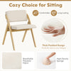 Set of 2 Dining Chairs Folding Kitchen Chair with Rubber Wood Legs-Natural