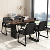Set of 2 Ergonomic Reception Chair with Metal Frame and Padded Armrests-Black