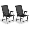 Set of 2 Folding Outdoor Dining Chairs with Ergonomic Armrests-Black